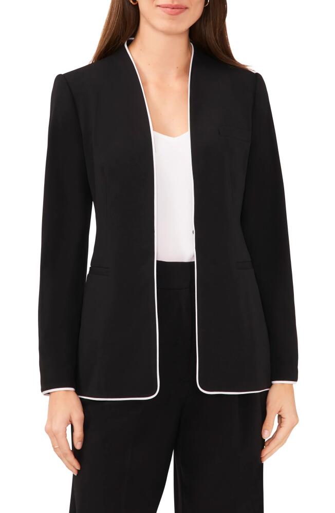 halogen(r) Piped Trim Collarless Blazer in Rich Black Cover