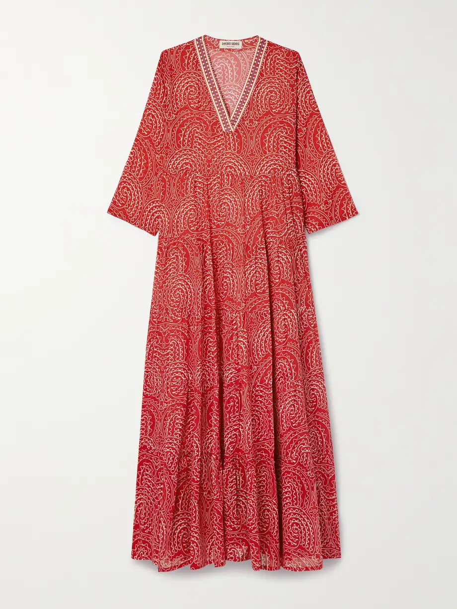 Emporio Sirenuse - + Net Sustain Alba Printed Cotton-voile Maxi Dress - Red Cover