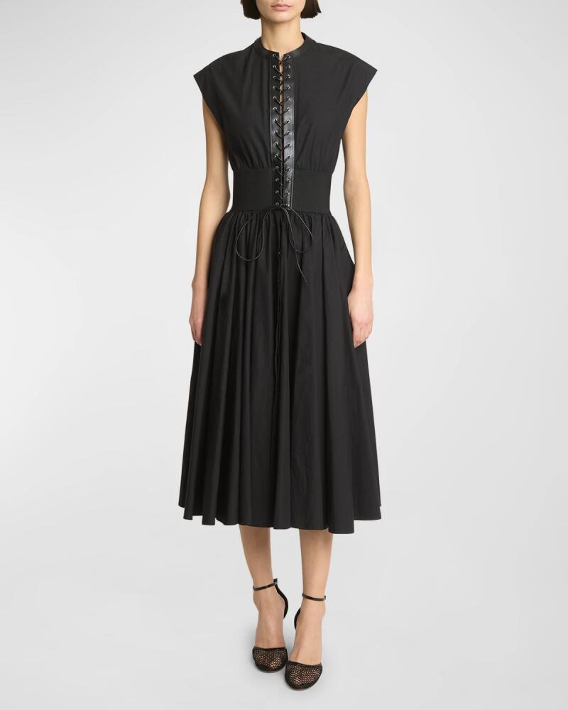 ALAIA Lace-Up Belted Midi Dress Cover