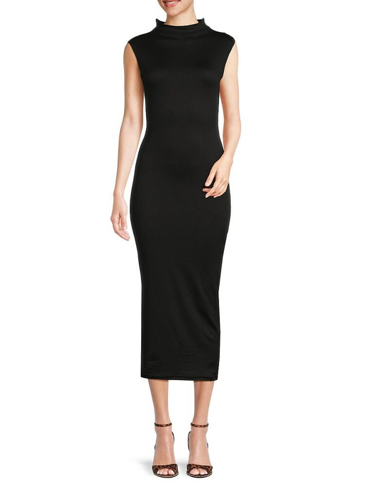 Love Ady Women's Mockneck Sheath Midi Dress - Black Cover