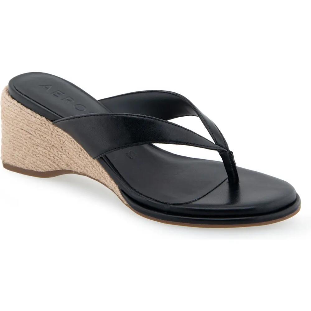 Aerosoles Nero Espadrille Wedge Flip Flop in Black Pu Cover