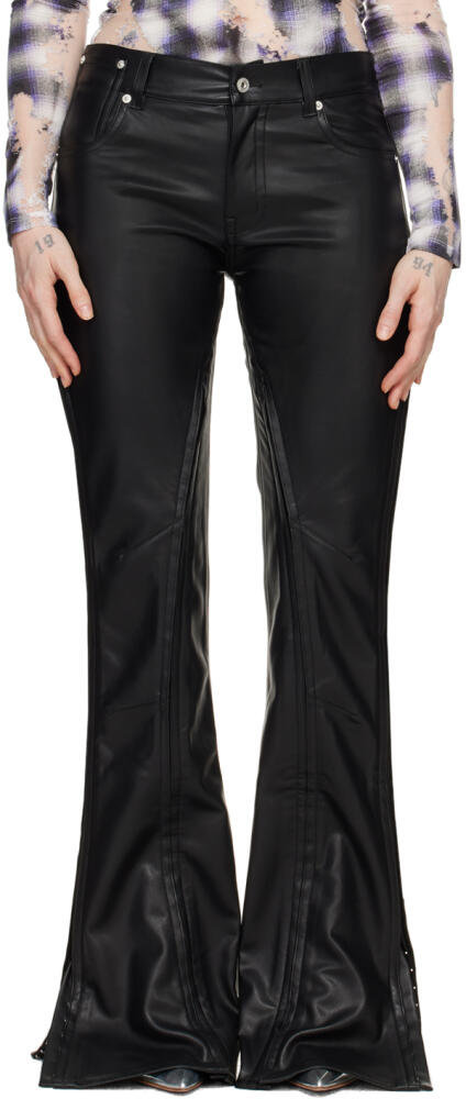 Y/Project Black Hook-Eye Faux-Leather Pants Cover