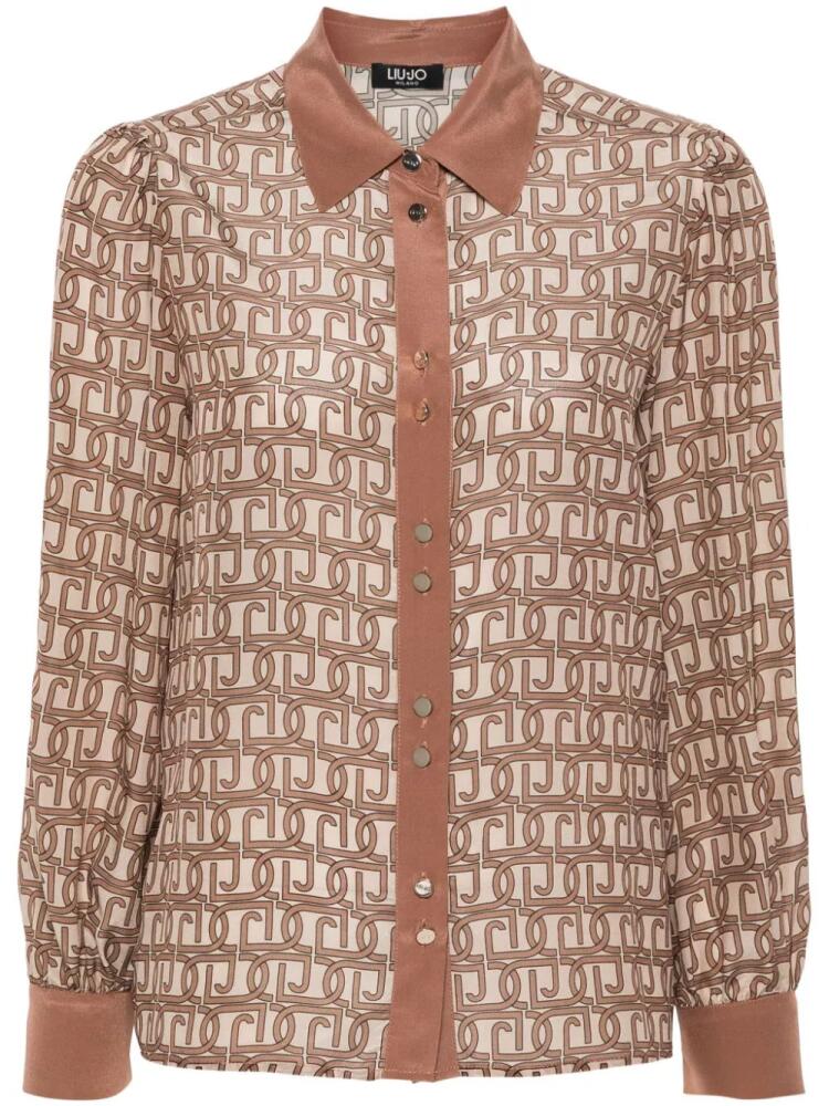 LIU JO monogram-jacquard silk shirt - Brown Cover