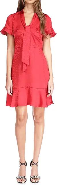 MICHAEL Michael Kors Cheetah Plisse Tie Dress (Crimson) Women's Clothing Cover