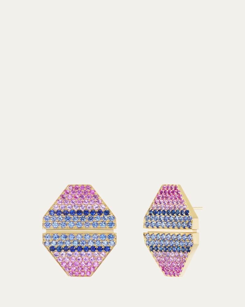 Emily P. Wheeler Falcon 18K Yellow Gold Stud Earrings with Multi-Color Sapphires Cover