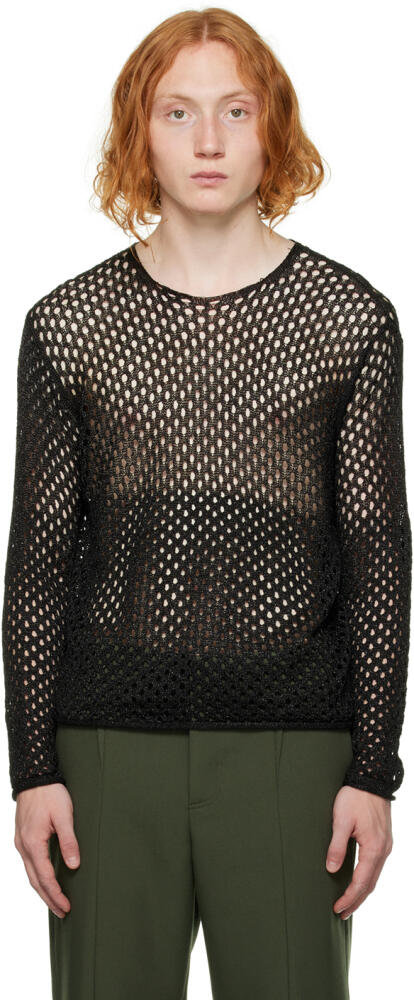 Dion Lee Black Metallic Long Sleeve Sweater Cover