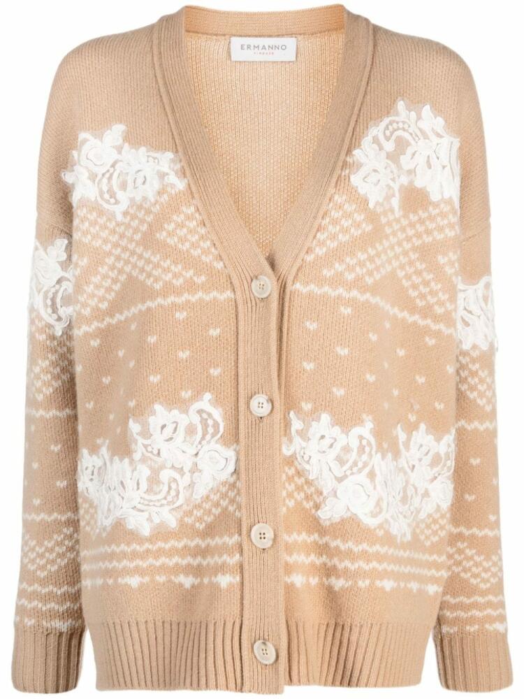 ERMANNO FIRENZE fair isle virgin wool cardigan - Neutrals Cover