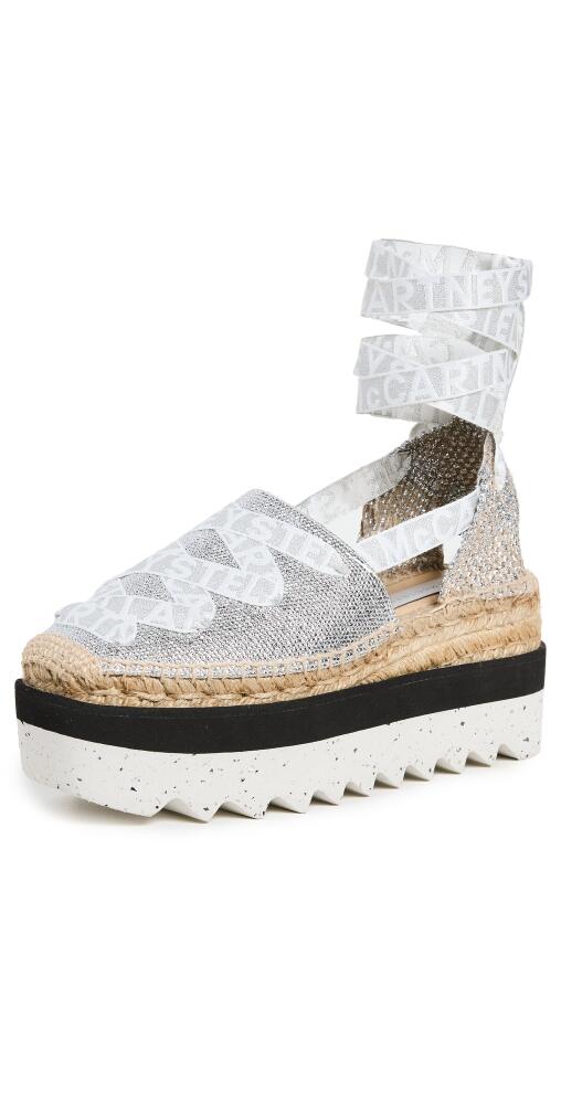 Stella McCartney Gaia Laminated Cotton Platform Espadrilles Silver Cover