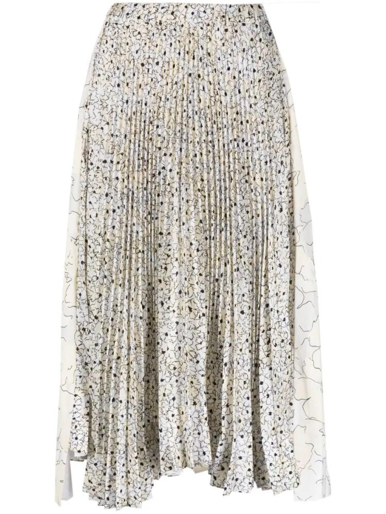 Plan C pleated floral-print midi skirt - White Cover