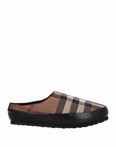 Burberry Man Mules & Clogs Brown Leather, Textile fibers Cover