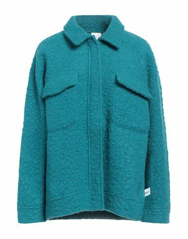 Noumeno Concept Woman Jacket Turquoise Cotton Cover