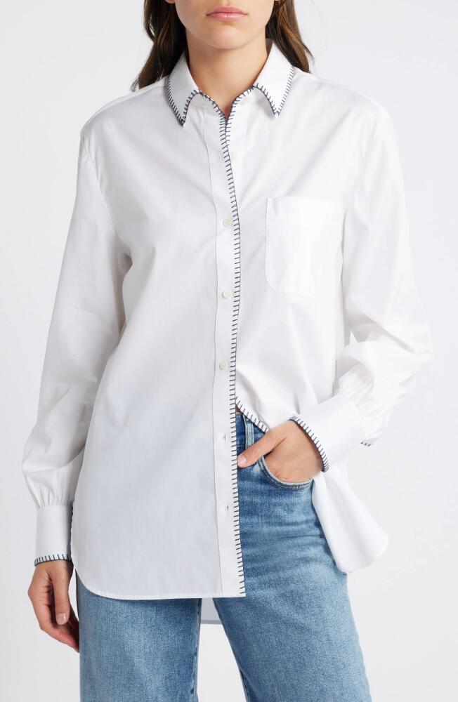 rag & bone Maxine Blanket Stitch Cotton Button-Up Shirt in White Cover