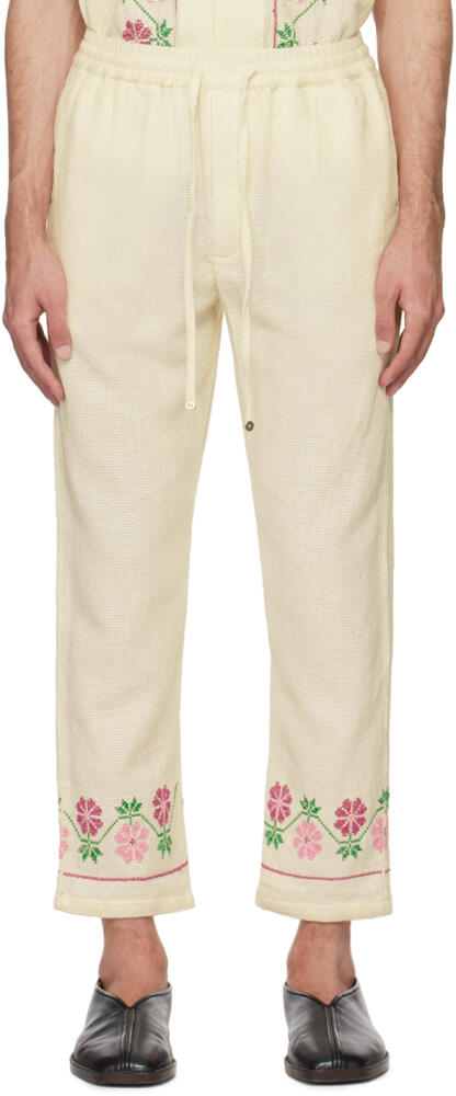 HARAGO Off-White Embroidered Trousers Cover