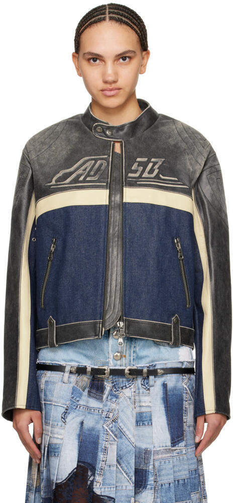 Andersson Bell Gray & Blue Racing Leather Jacket Cover