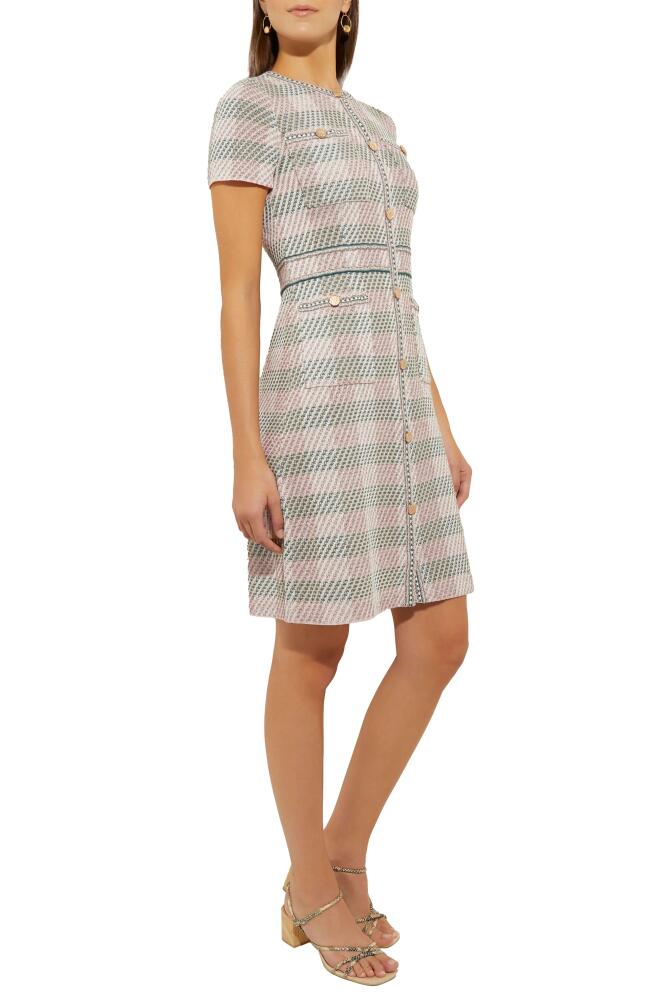 Misook Bold Plaid Knit Sheath Dress in Rose Petal/Macchiato/ Cover