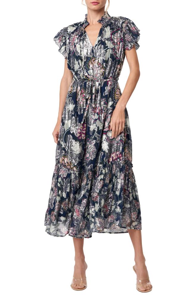 CIEBON Hilma Metallic Floral Print Maxi Dress in Navy Cover