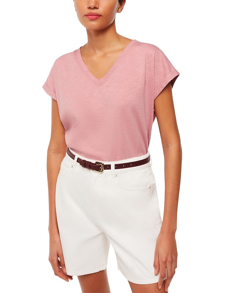 Whistles Willa V Neck Cap Sleeve Cotton Tee Cover