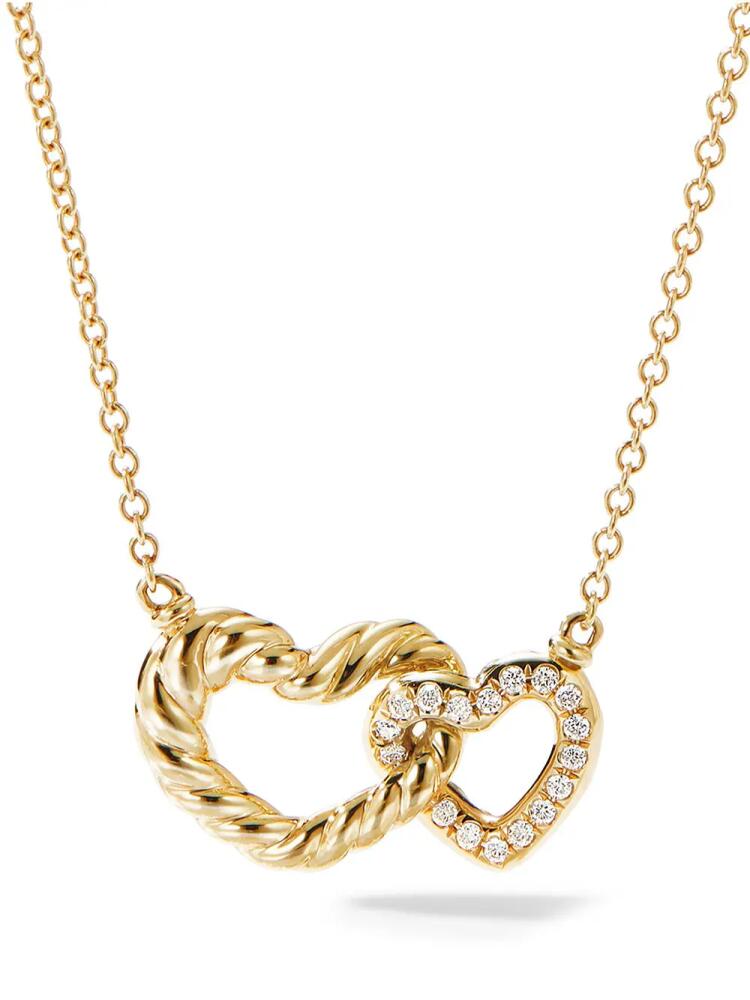 David Yurman 18kt yellow gold Cable Collectibles Interlocking Heart diamond necklace Cover