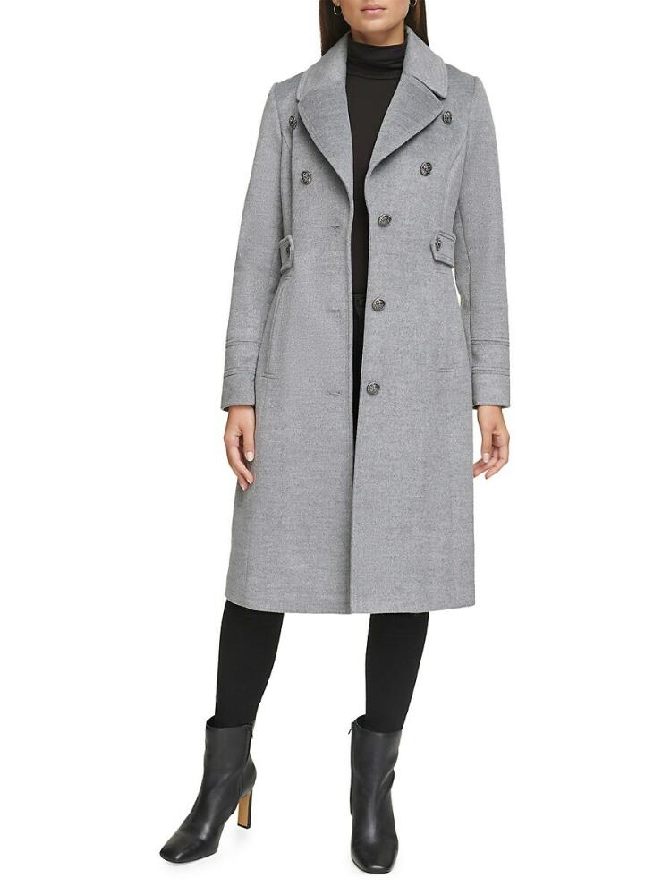 Kenneth Cole Women's Military Wool Blend Overcoat - Grey Cover