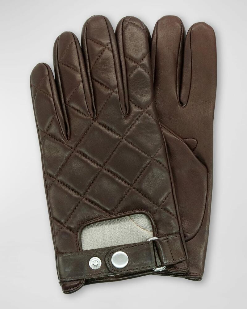 Portolano Men's Diamond-Quilted Leather Driving Gloves Cover