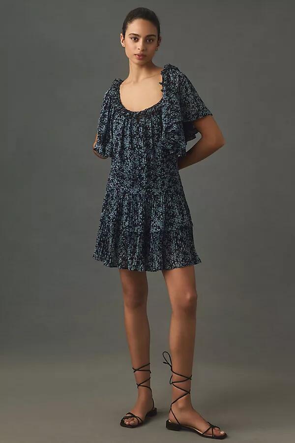 By Anthropologie Short-Sleeve Keyhole Swing Tunic Mini Dress Cover