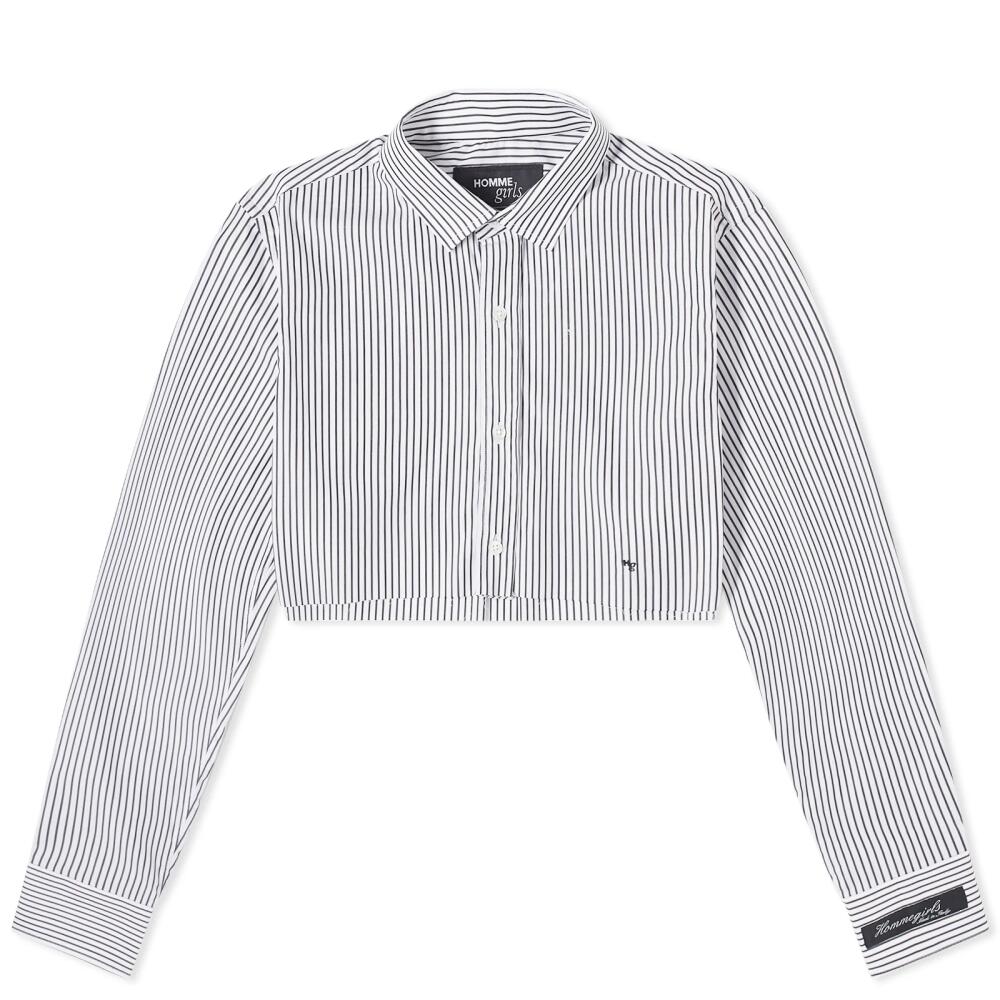 Hommegirls Women's Cropped Shirts in Faded Black Stripe Cover