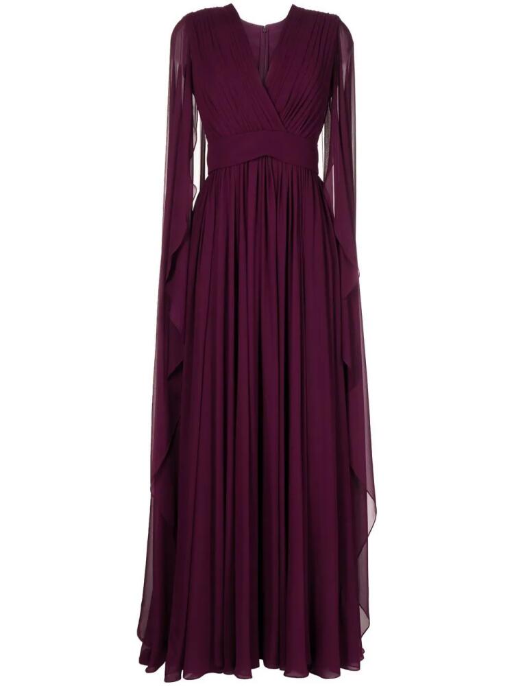 Elie Saab cape-effect pleated gown - Purple Cover