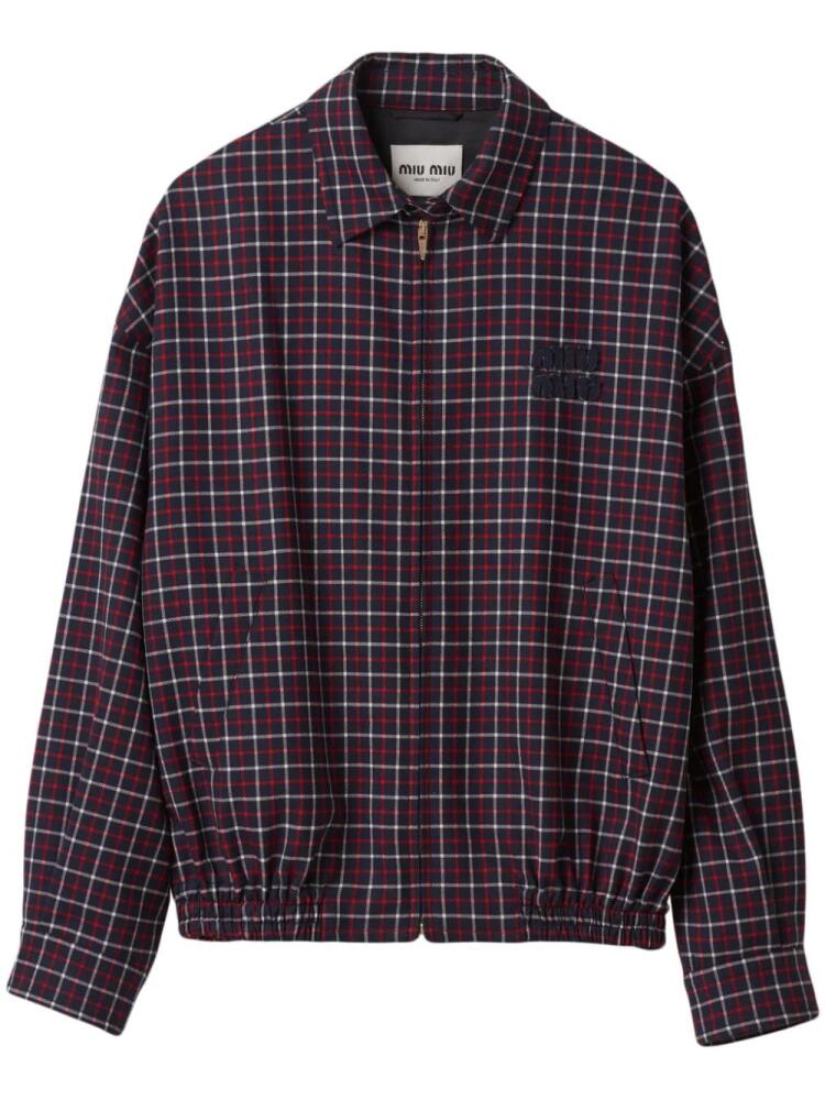 Miu Miu checked wool bomber jacket - Blue Cover