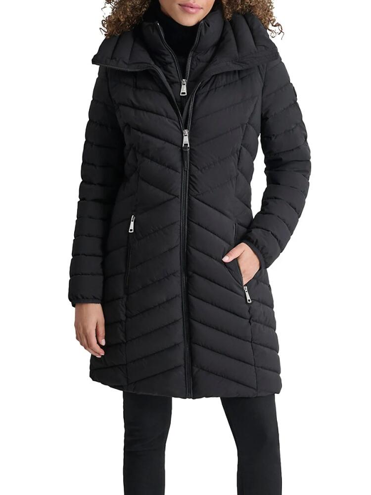 DKNY Women's Bib Puffer Coat - Black Cover