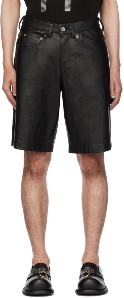 Theophilio SSENSE Exclusive Black Leather Shorts Cover