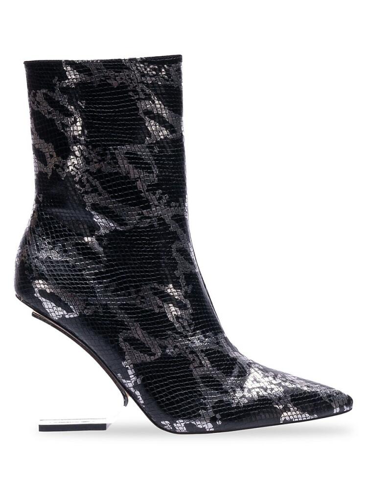 Lady Couture Women's Princess Transparent Heel Ankle Boots - Black Snake Cover