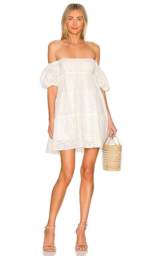 Bardot Sofia Broderie Mini Dress in Ivory Cover