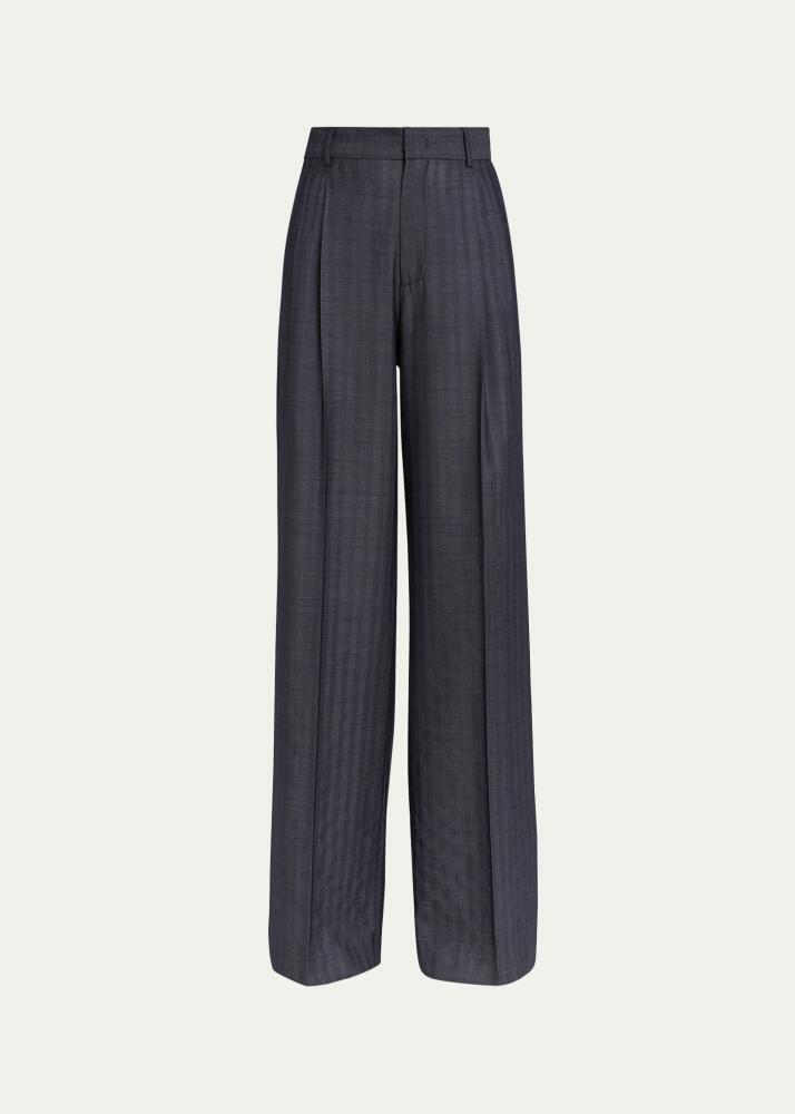 Etro Stripe Wide Leg Wool Trousers Cover