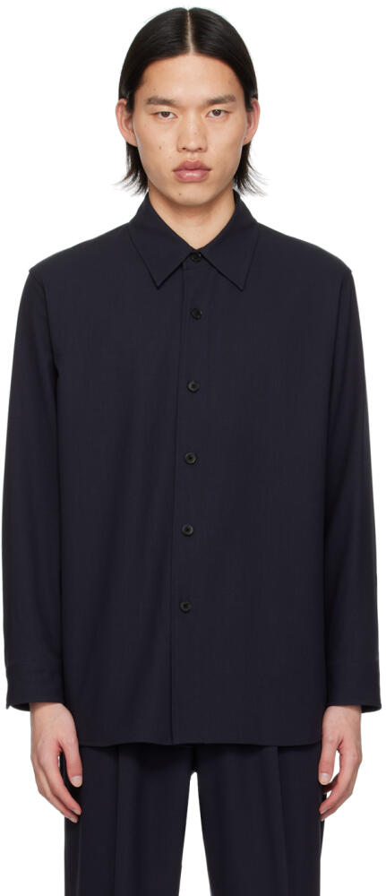 AURALEE Navy Button Up Shirt Cover