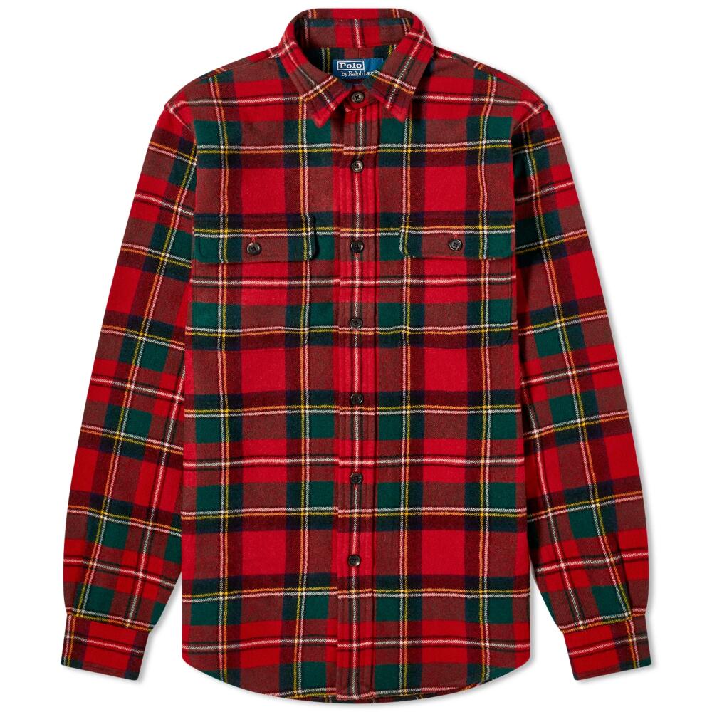 Polo Ralph Lauren Men's Tartan Fleece Overshirt in Red Stewart Plaid Cover