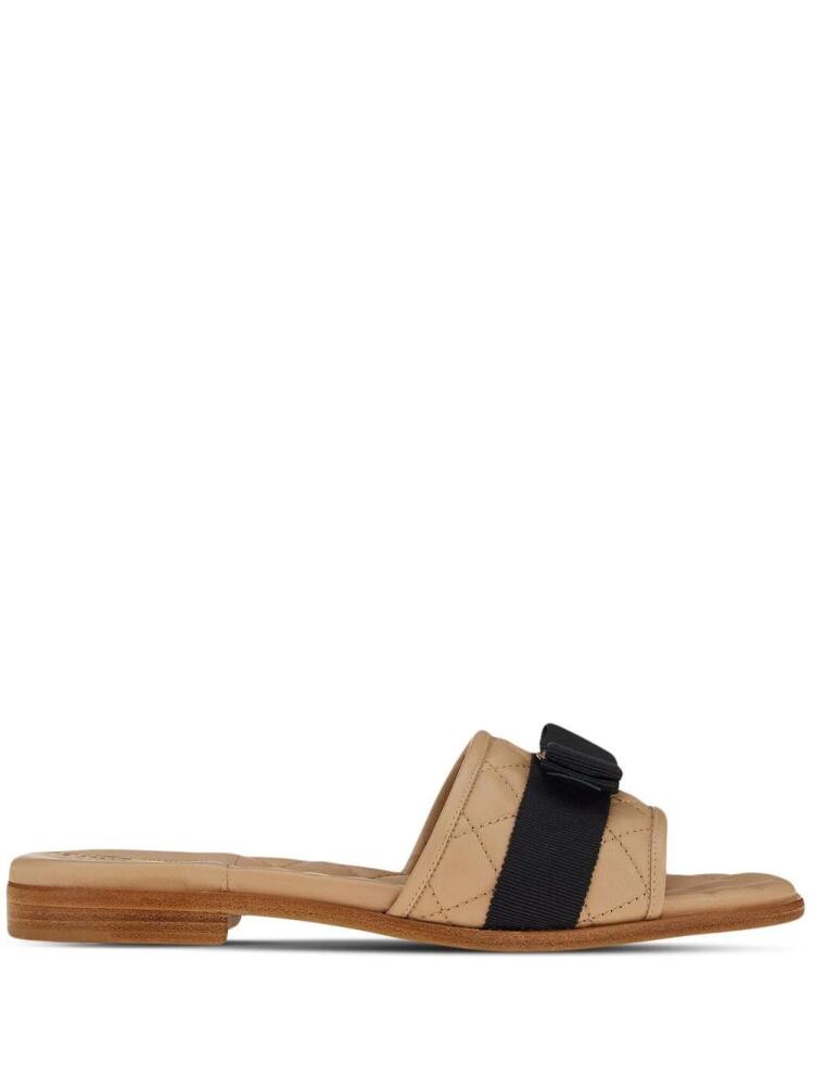 Ferragamo Vara bow quilted slides - Neutrals Cover