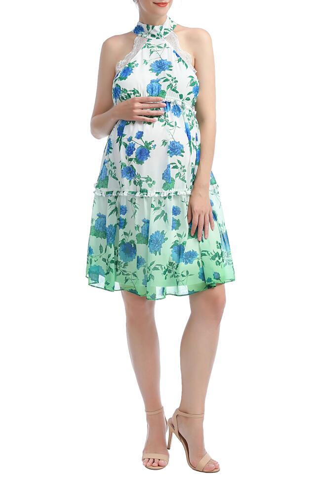 Kimi and Kai Norah Floral A-Line Halter Maternity Dress in Green Cover