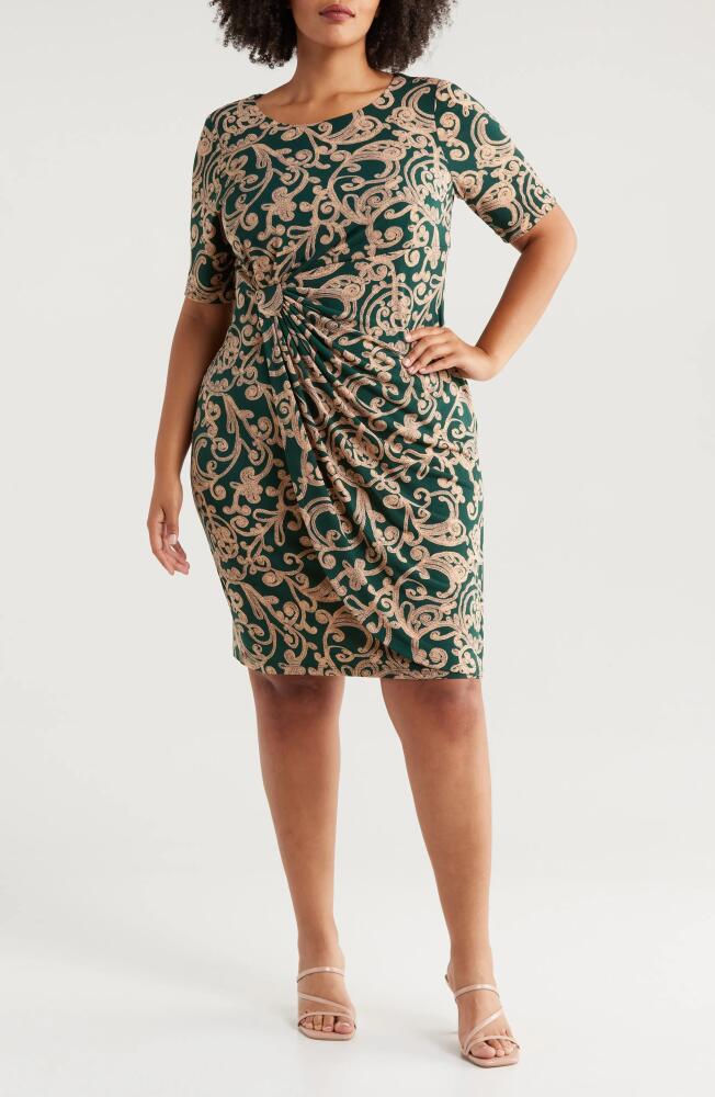 Connected Apparel Paisley Faux Wrap Dress in Forrest Cover