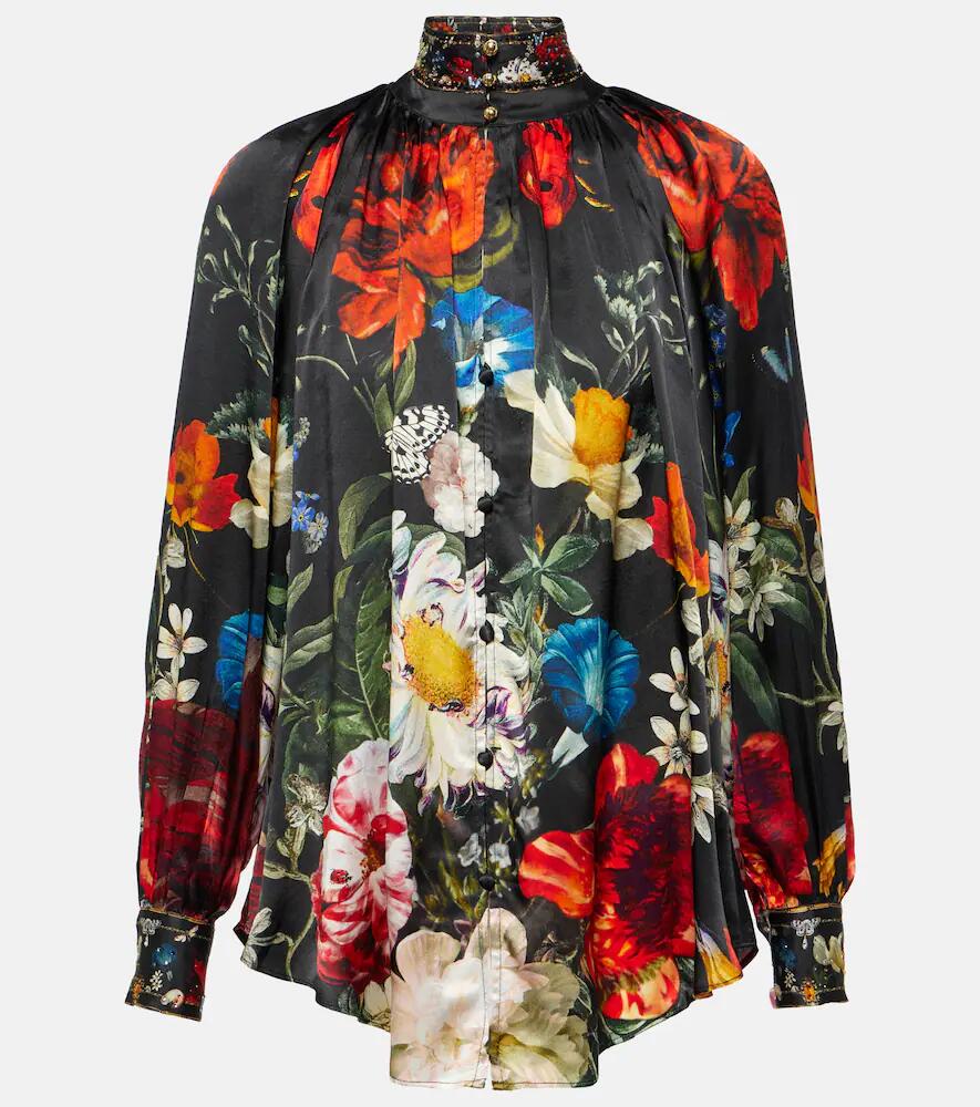 Camilla Embellished floral silk blouse Cover