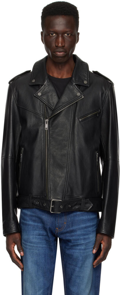 Hugo Black Zip Leather Jacket Cover