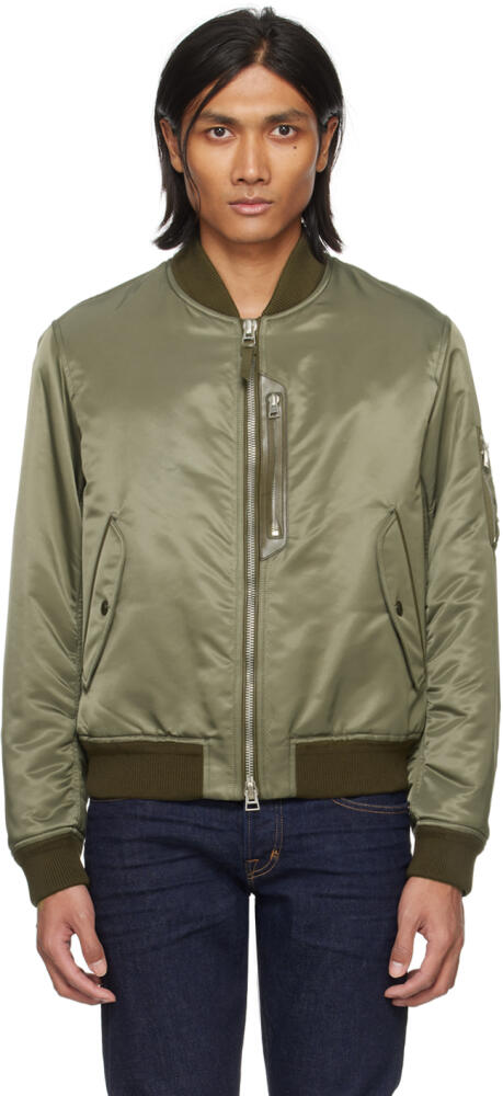 TOM FORD Khaki Shiny Bomber Jacket Cover