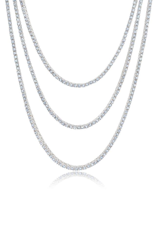 Crislu Triple Layer Tennis Necklace in Platinum Cover