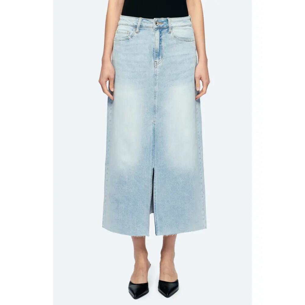 Bayeas Raw Hem Denim Midi Skirt in Story Cover