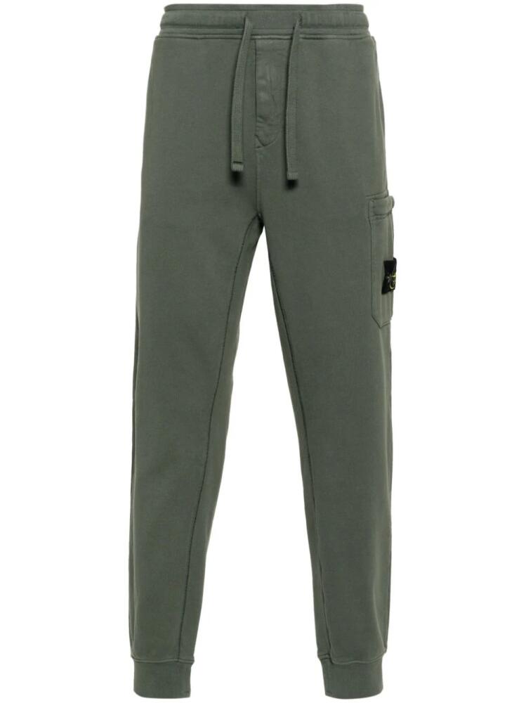 Stone Island Compass-patch cotton track pants - Green Cover