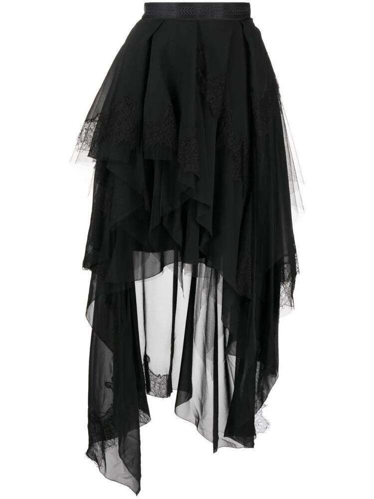 SHIATZY CHEN Genisis asymmetric tulle-ruffle skirt - Black Cover