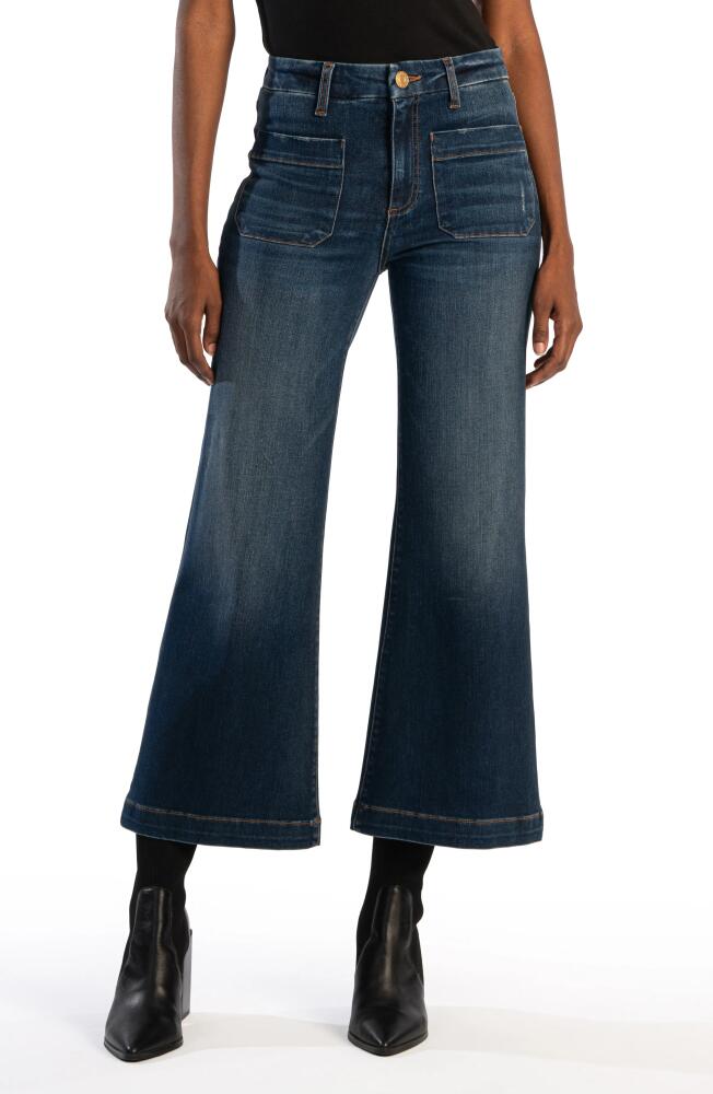 KUT from the Kloth Meg Patch Pocket Wide Leg Jeans in Waiting W/Dark Cover