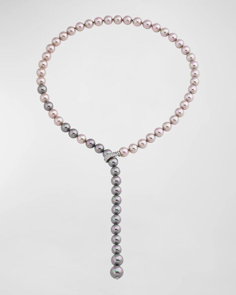 Majorica Diana Two-Tone Pearl Y-Necklace with Cubic Zirconia Clasp Cover