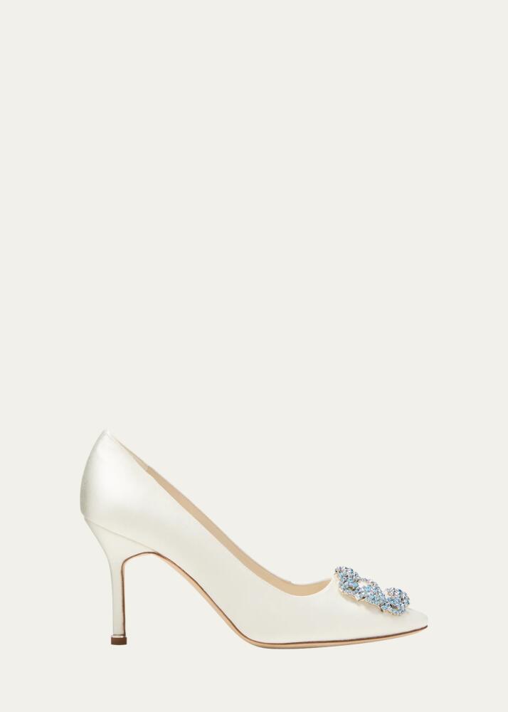 Manolo Blahnik Hangisi Satin Buckle Pumps Cover