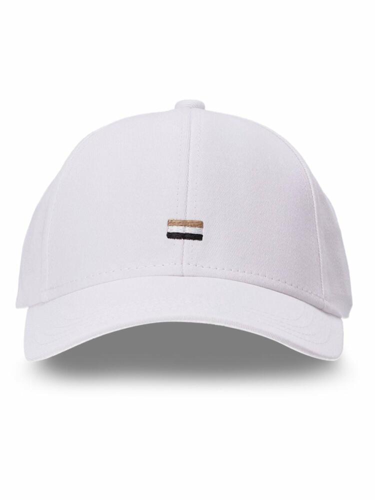 BOSS stripe-embroidered cotton cap - White Cover