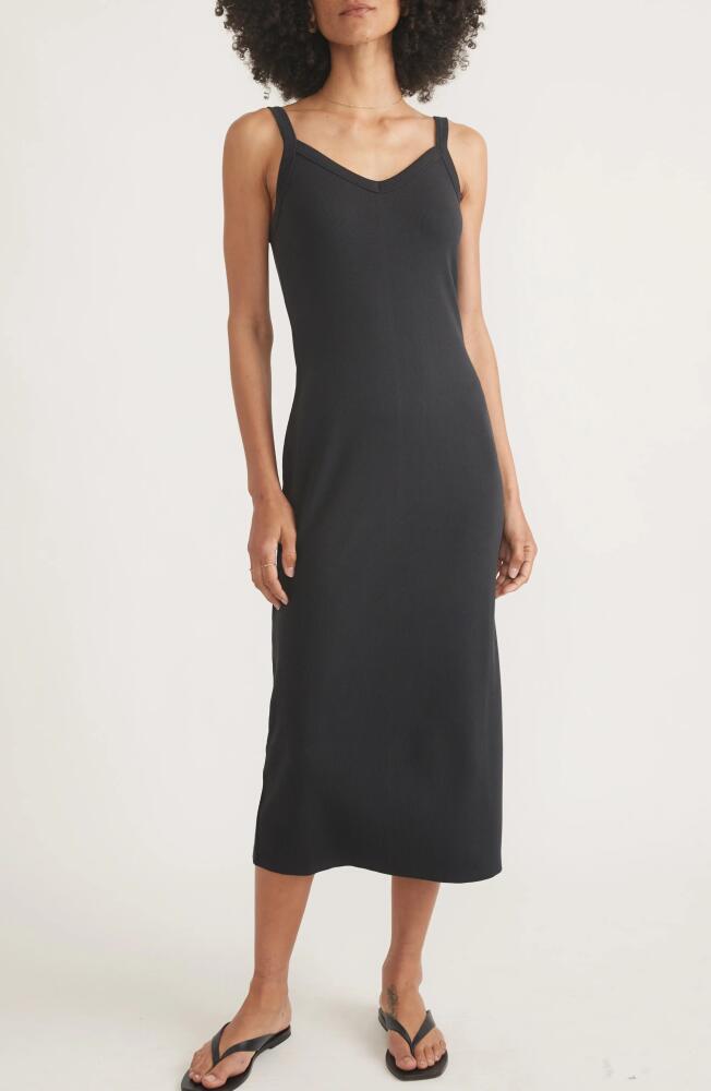 Marine Layer Lexi V-Neck Rib Midi Dress in Washed Black Cover